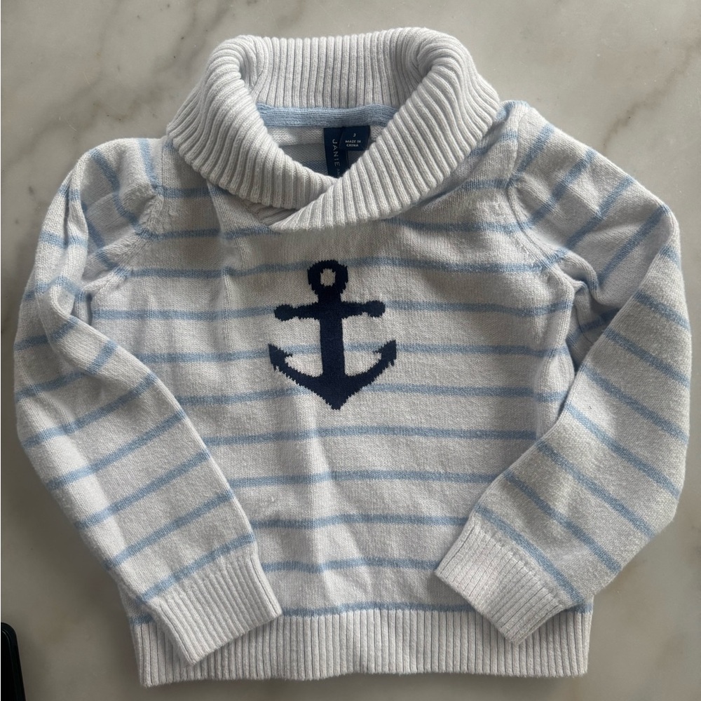 Janie and Jack Blue and White Anchor Sweater
